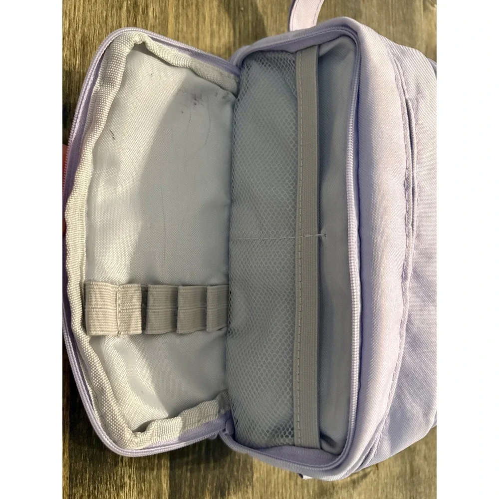 Angoo Pencil Case Large Capacity Lilac Purple Canvas Multi-Compartment Excellent